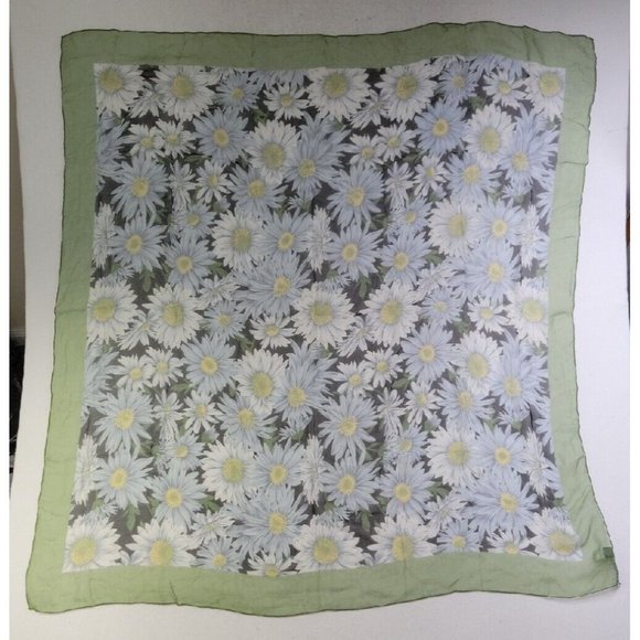 Dolce & Gabbana Foulard Large Square Neck Scarf Daisy Rolled Hem 100% Silk D&G - Picture 2 of 12